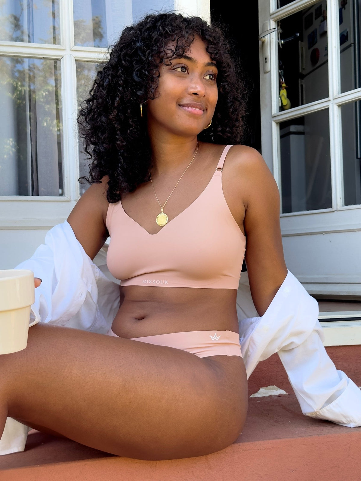 Soutien-gorge DAY2 beige (apricot) sans couture — MISSOUK, sous-vêtement confortable La Réunion